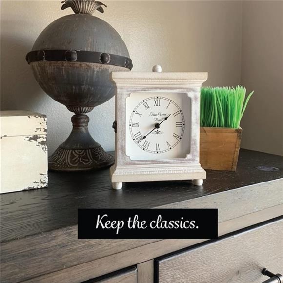 Rustic Shelf Clock (Quiet) for Living Room Mantel, Table, Or Desk 9" X 7" - Picture 5 of 5